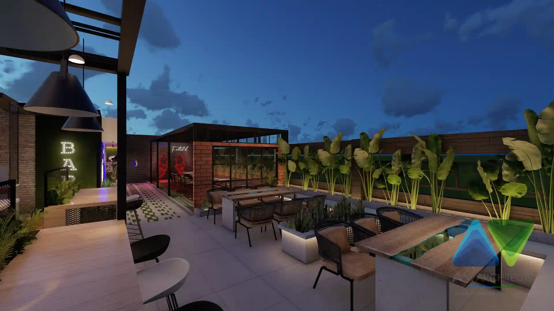 Fortal Rooftop Bar commercial Interior Project